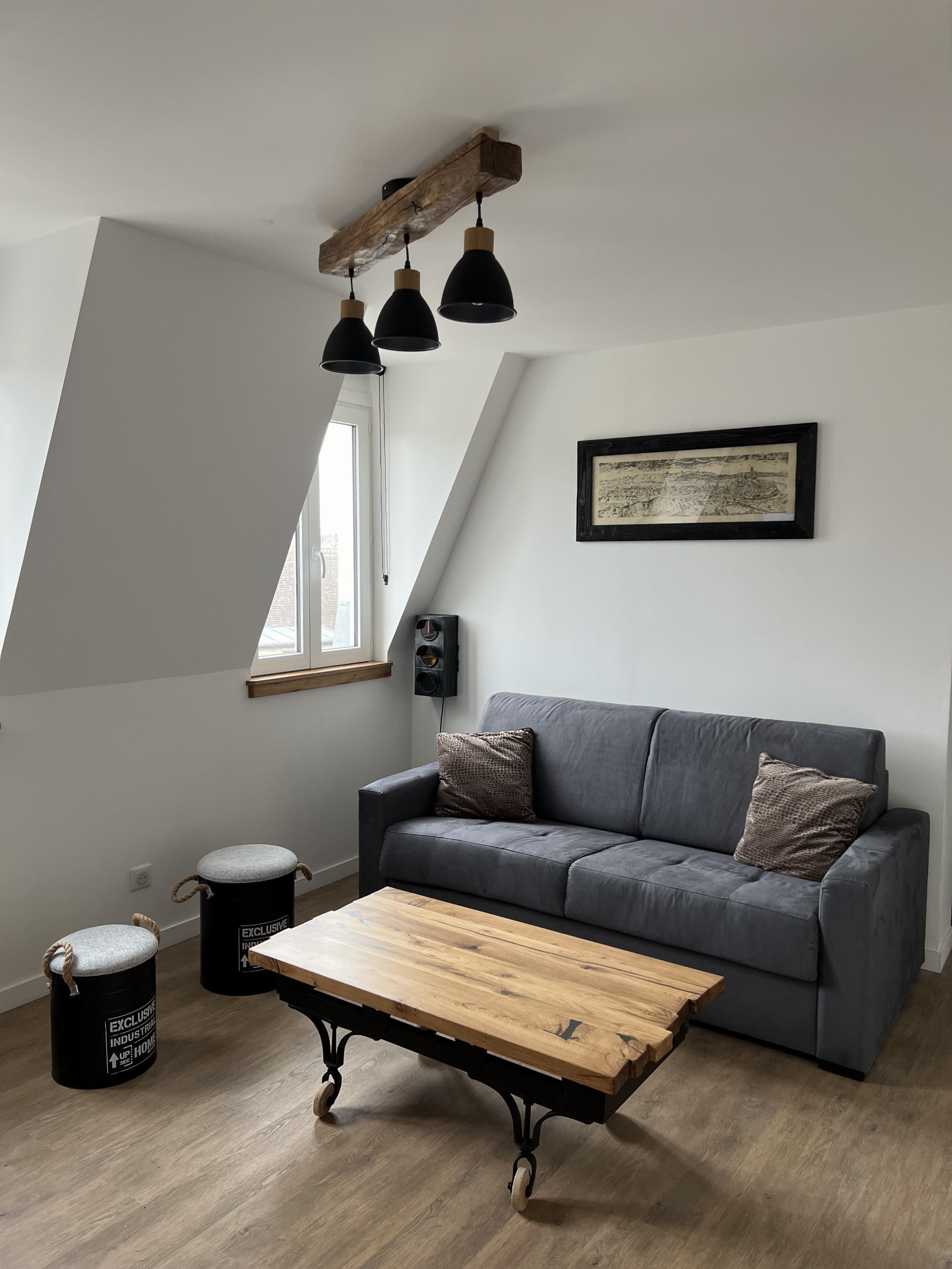 Le salon avec le canapé lit