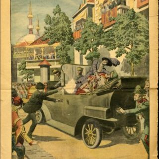Supplément illustré du Petit Journal - Dessin de l'assassinat de l'Archiduc François-Ferdinand à Sarajevo